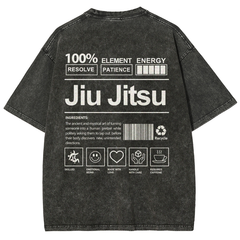 Jiu Jitsu Pattern Washed Vintage Short Sleeves T-Shirt-moweekender