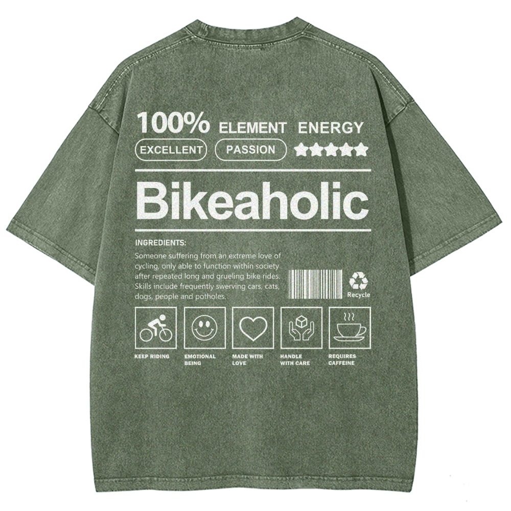 Bikeaholic Unisex Fit Washed T-Shirt-moweekender