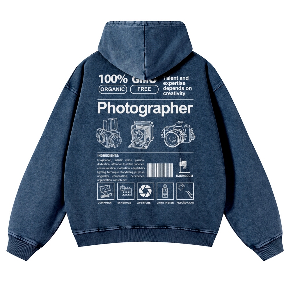 Photographer Casual Washed Hoodie