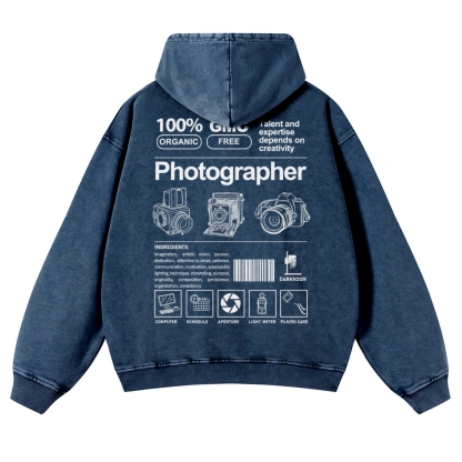 Photographer Casual Washed Hoodie