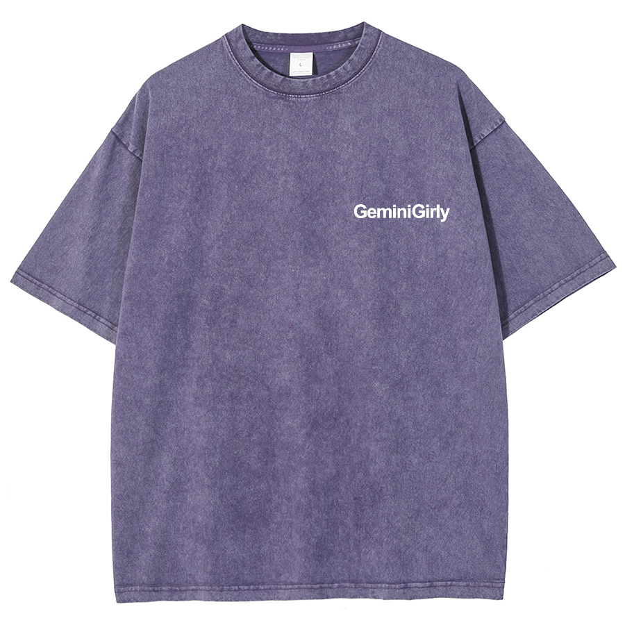 Gemini Girly Unisex Fit Washed Oversized T-Shirt-moweekender