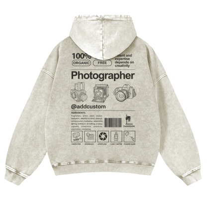 Photographer Addcustom Casual Washed Hoodie