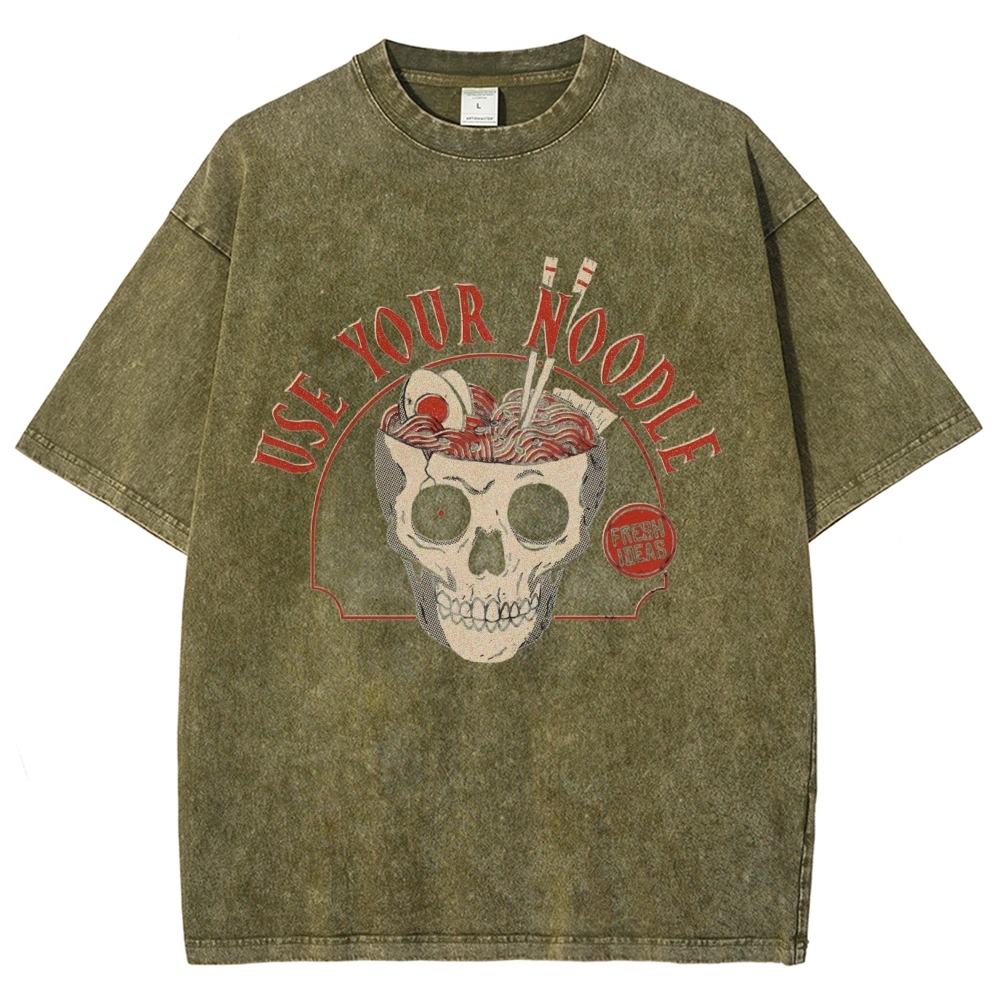 Use Your Noodle Vintage Snowflake Washed T-Shirt-moweekender