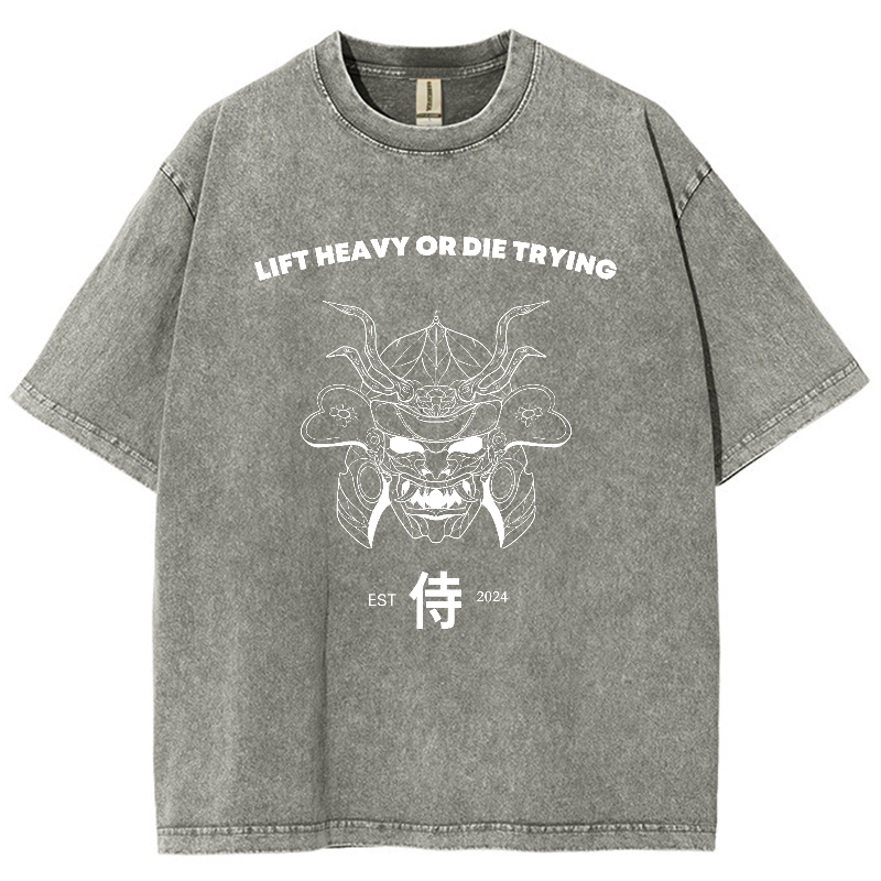 Lift Heavy Or Die Trying Unisex Fit Washed Oversized T-Shirt-moweekender