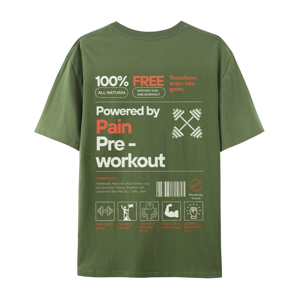 Powered By Pain Pre-Workout Casual Short Sleeve T-Shirt-moweekender