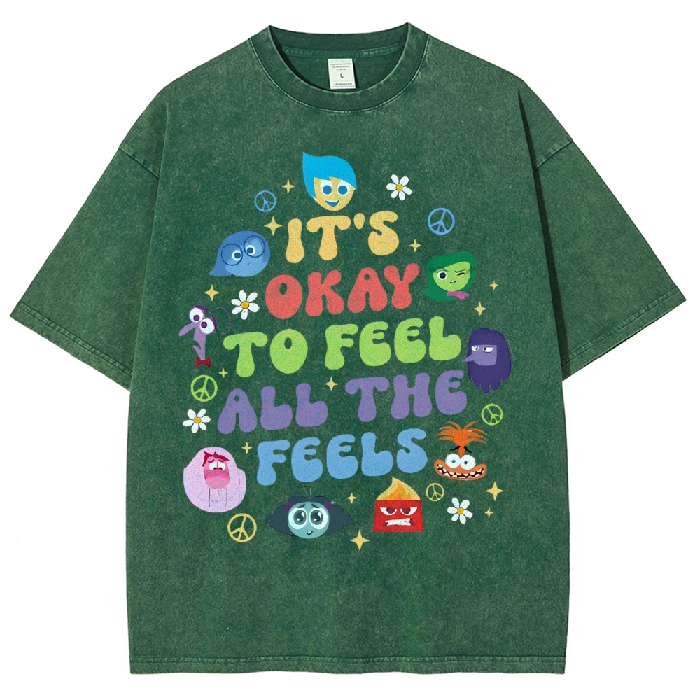 It's Okay To Feel Vintage Snowflake Washed T-Shirt-moweekender