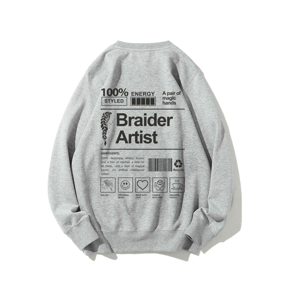 Braider Artist Casual Crewneck Sweatshirt-moweekender
