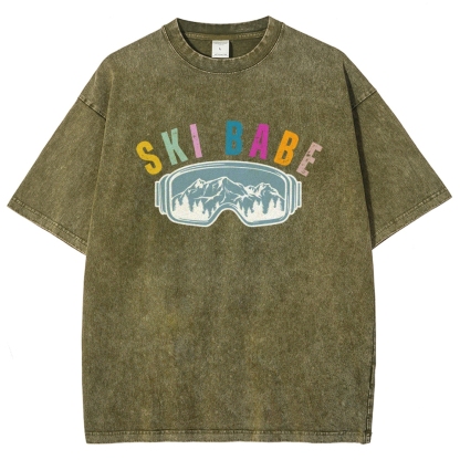 Ski Unisex Fit Washed T-Shirt-moweekender