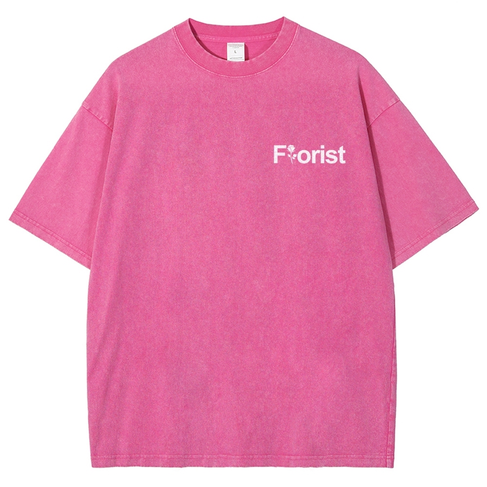 Florist Pattern Washed Vintage Short Sleeves T-Shirt-moweekender