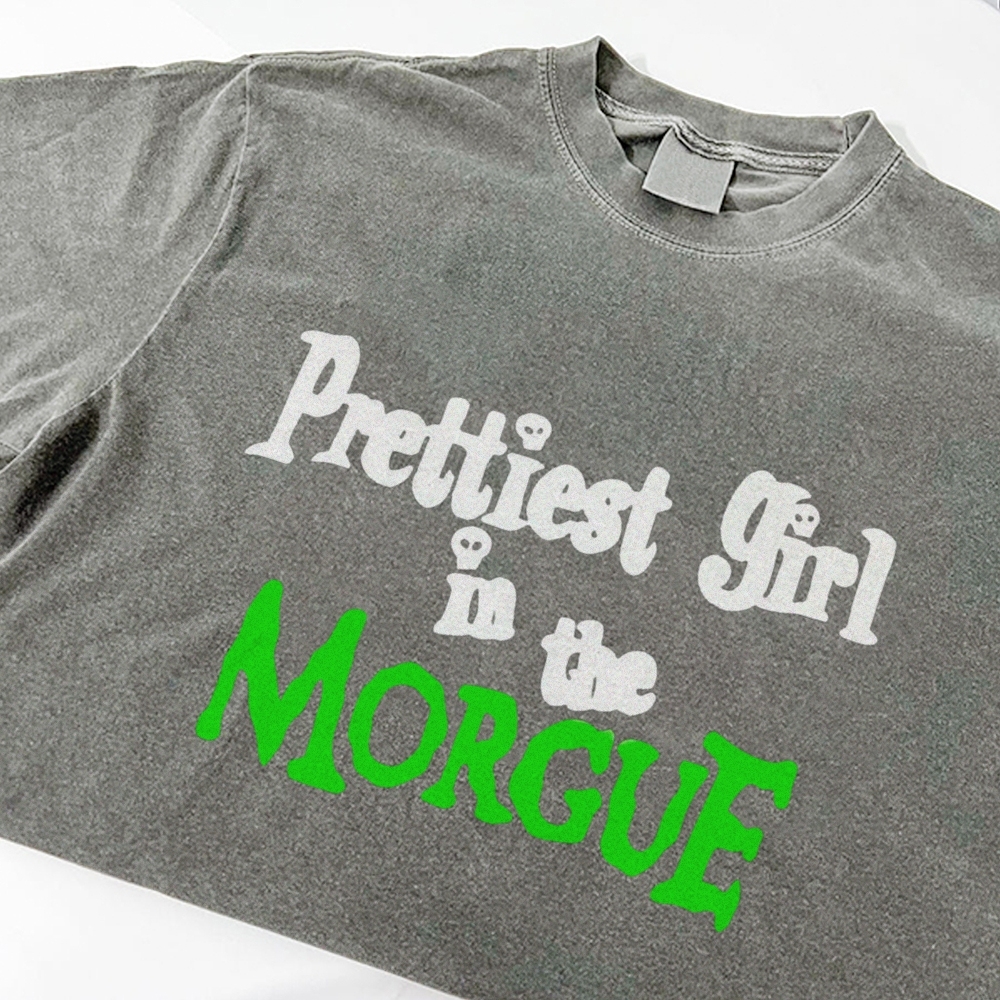 Prettiest Girl in The Morgue Vintage Snowflake Washed T-Shirt-moweekender