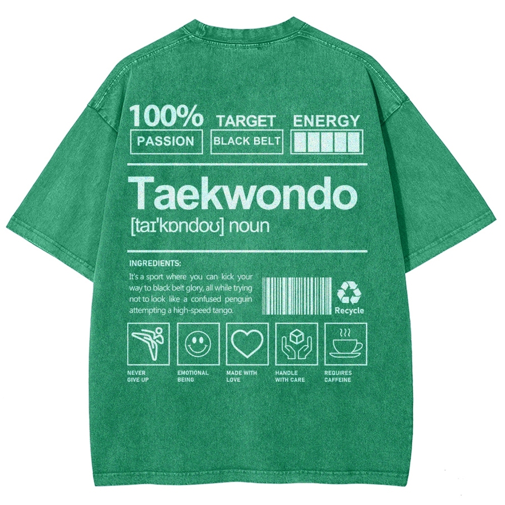 Taekwondo Pattern Washed Vintage Short Sleeves T-Shirt-moweekender