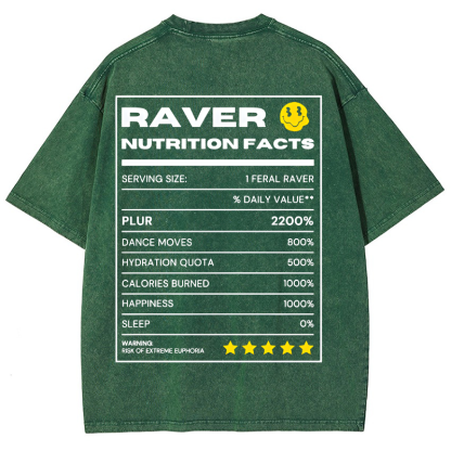 RAVER NUTRITION FACTS Vintage Snowflake Washed T-Shirt-moweekender