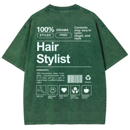 Hair Stylist Washed Vintage Short Sleeves T-Shirt-moweekender