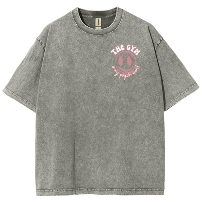 The Gym Is My Phych World Vintage Snowflake Washed T-Shirt-moweekender