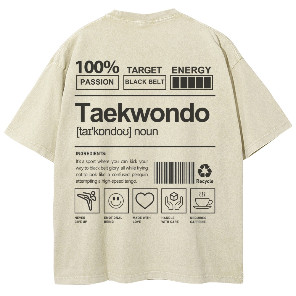 Taekwondo Pattern Washed Vintage Short Sleeves T-Shirt-moweekender