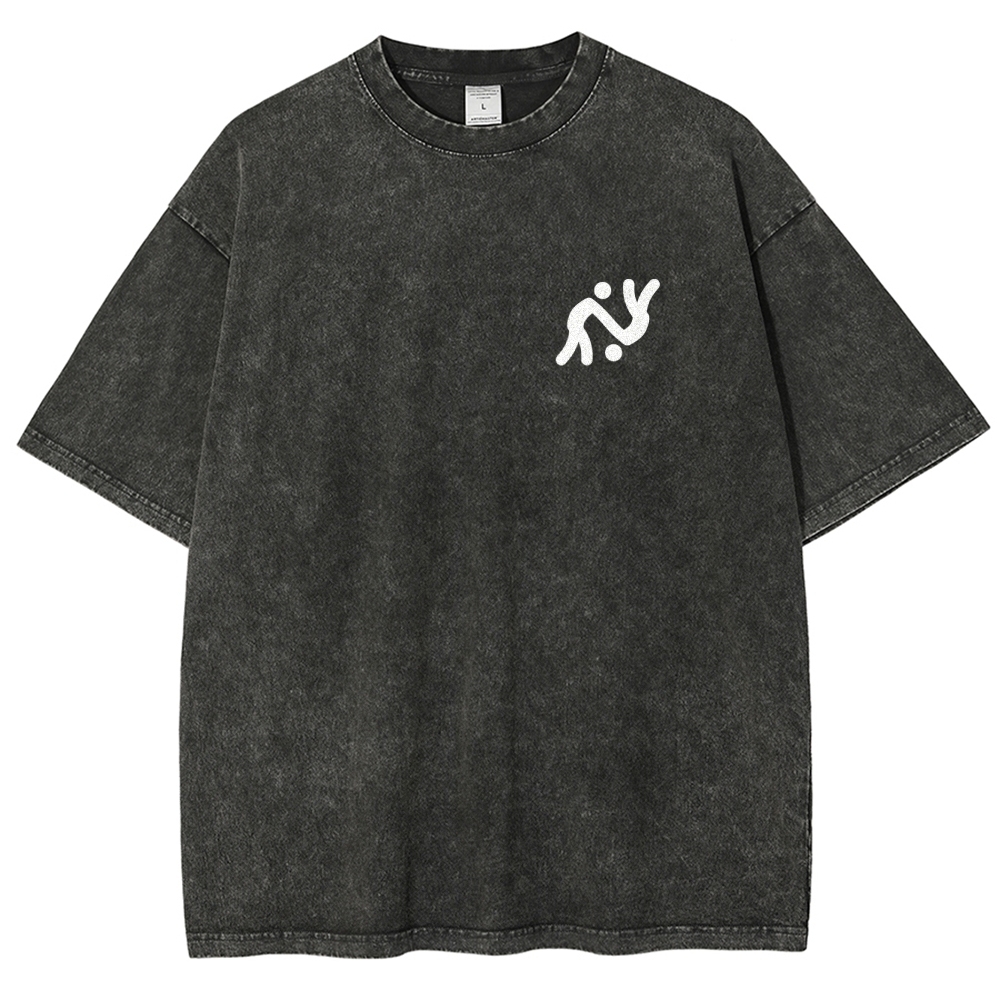 Judo Pattern Washed Vintage Short Sleeves T-Shirt-moweekender