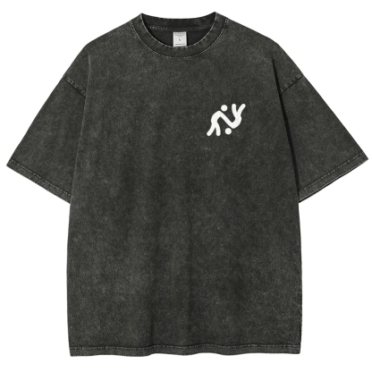 Judo Pattern Washed Vintage Short Sleeves T-Shirt-moweekender