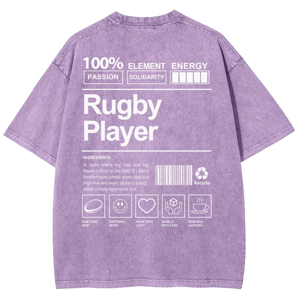Rugby Player Unisex Fit Washed T-Shirt-moweekender