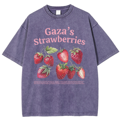 Gaza's Strawberries Fruits Unisex Fit Washed Oversized T-Shirt-moweekender