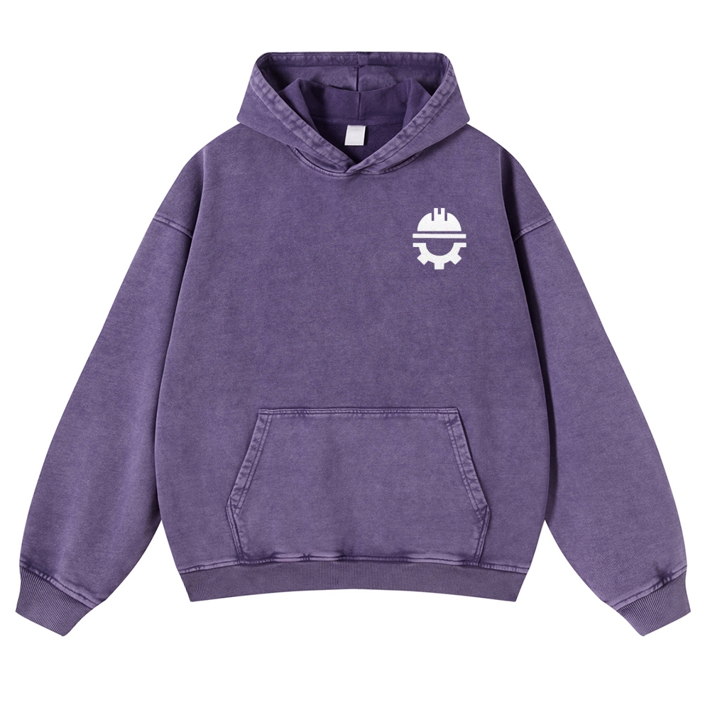 Civil Engineer Pattern Vintage Washed Hoodie-moweekender