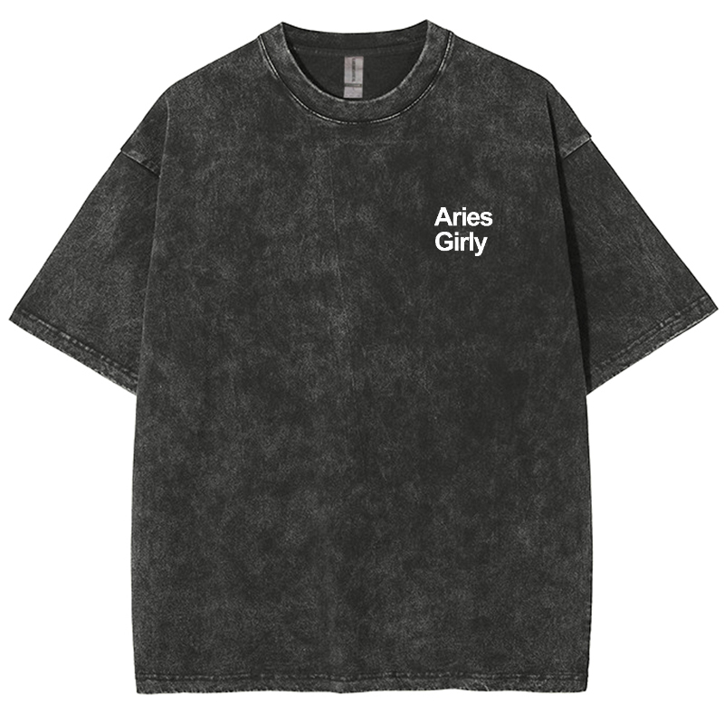 Aries Girly Unisex Fit Washed Oversized T-Shirt-moweekender