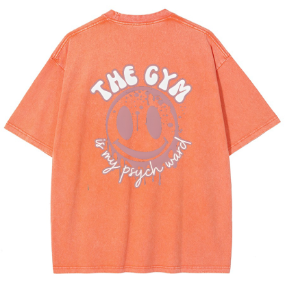 The Gym Is My Phych World Vintage Snowflake Washed T-Shirt-moweekender