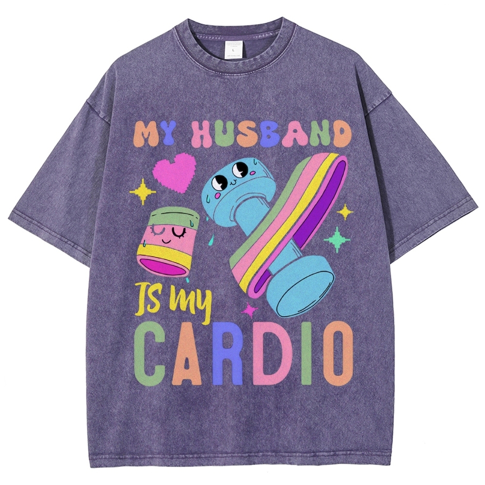 My Husband Is My Cardio Vintage Snowflake Washed T-Shirt-moweekender