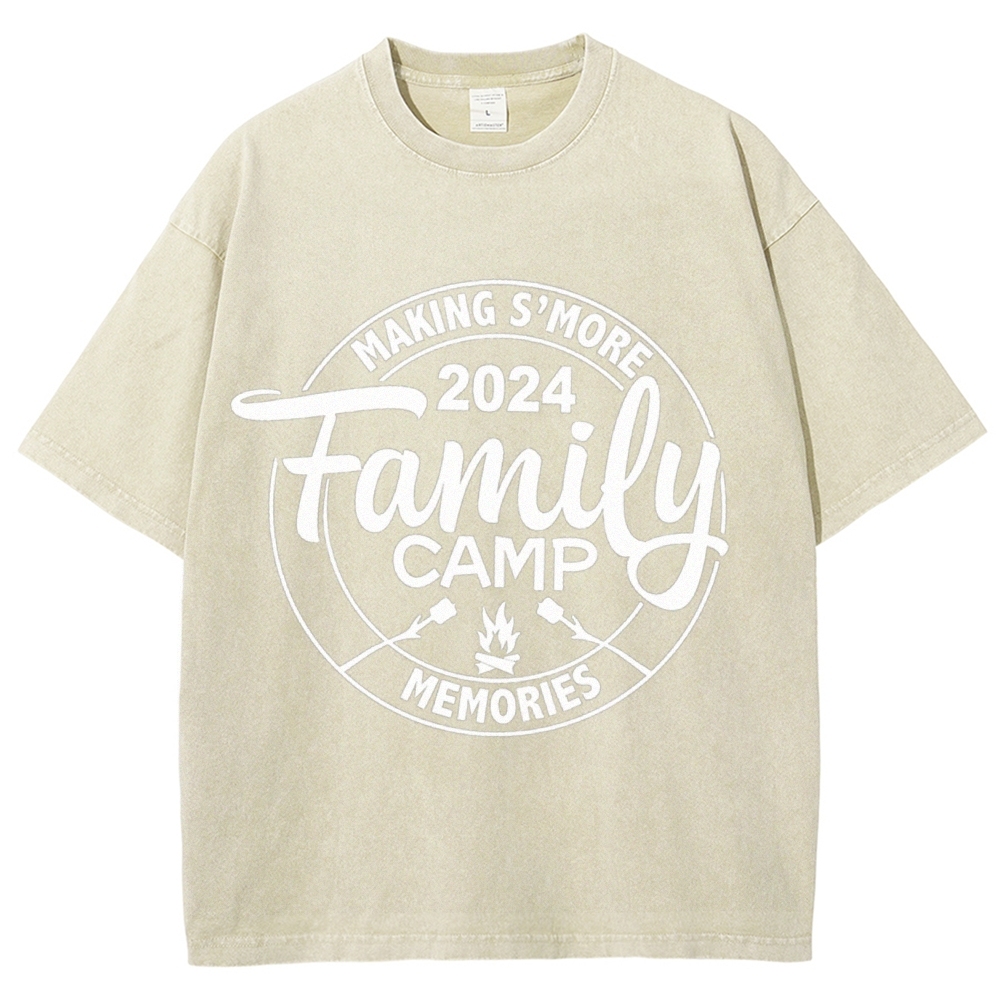 Family Camp Vintage Snowflake Washed T-Shirt-moweekender