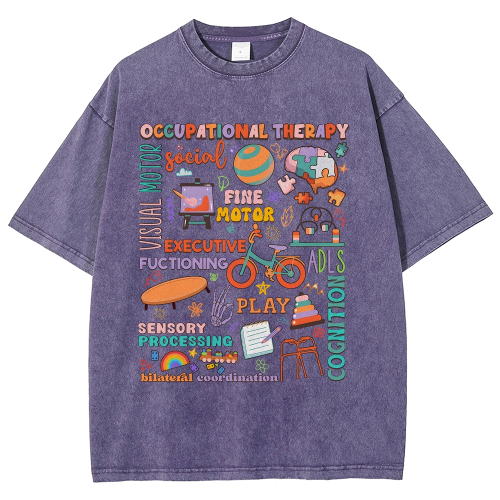 Occupational Therapist Unisex Fit Washed T-Shirt-moweekender