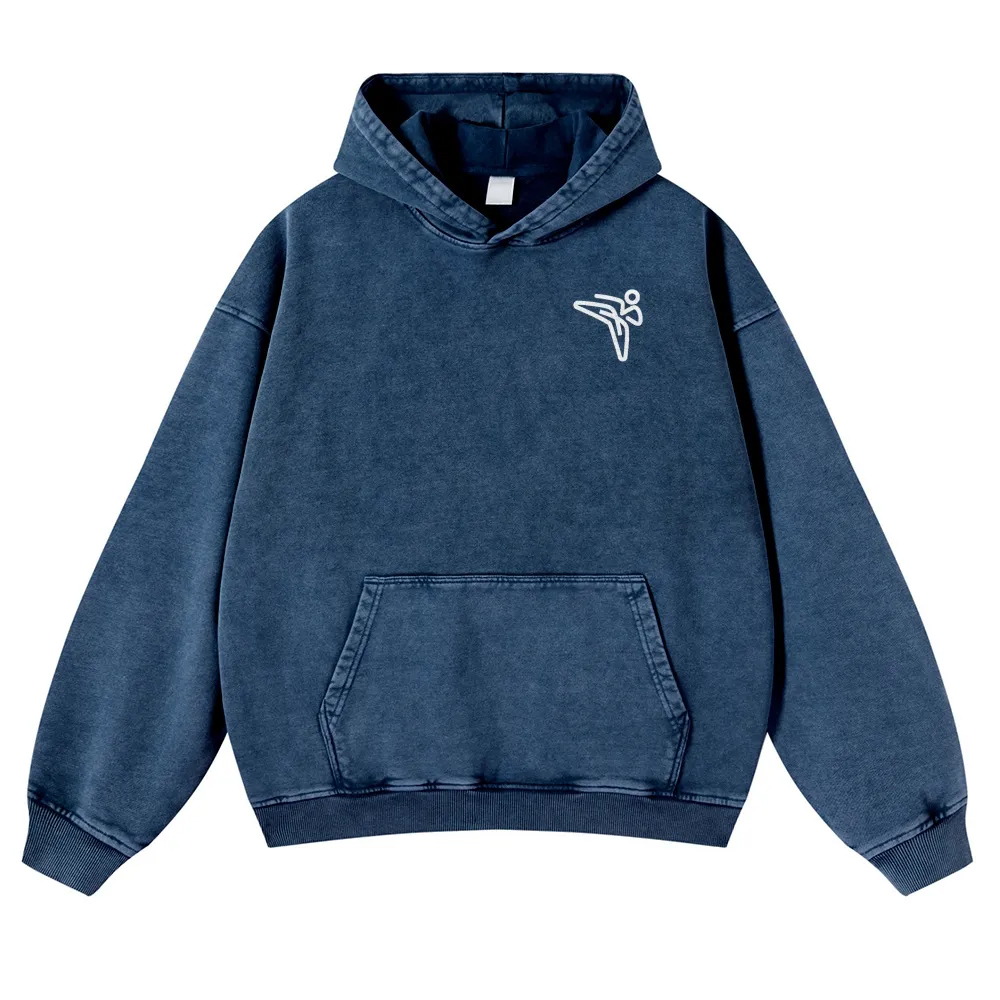 Taekwondo Printed Vintage Washed Hoodie-moweekender