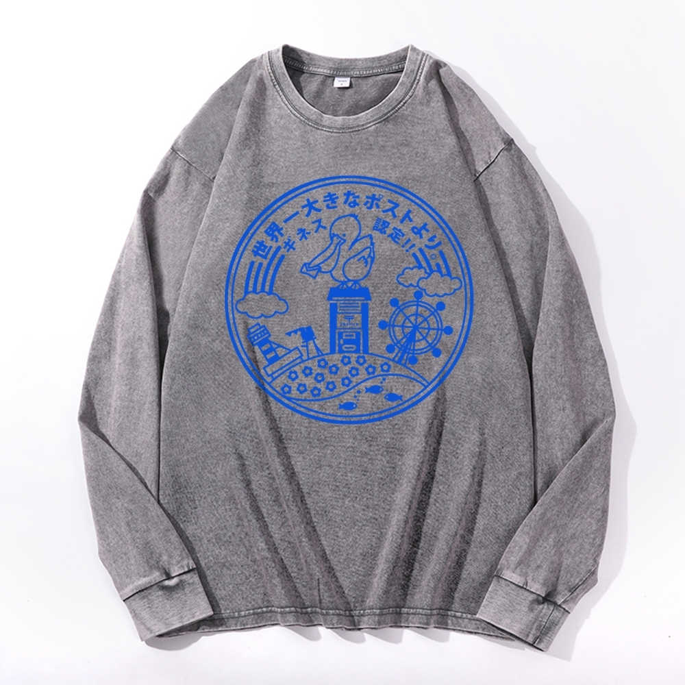 Japan Paradise Sign Deep Washed Vintage Long Sleeves T-Shirt-moweekender