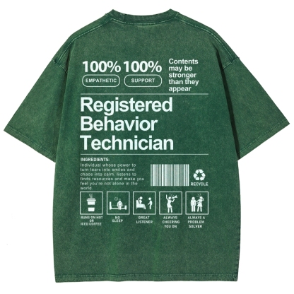 Registered Behavior Technician Unisex Fit Washed T-Shirt-moweekender