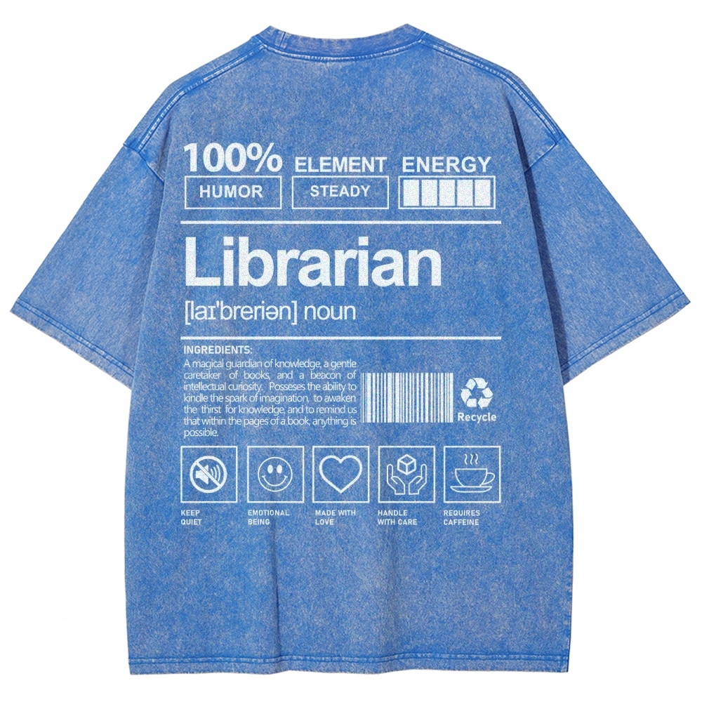 Librarian Unisex Fit Washed T-Shirt-moweekender