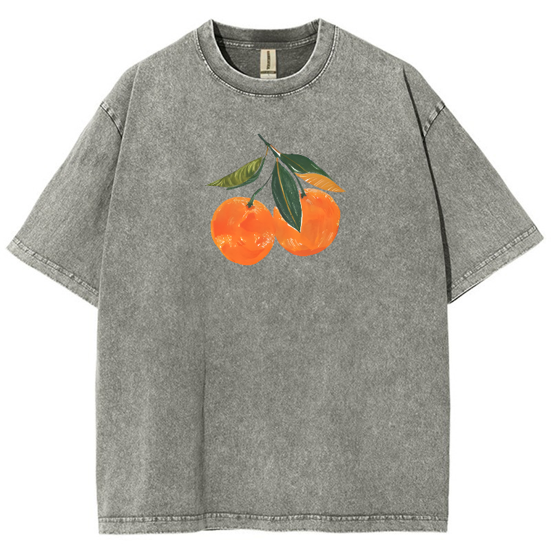 Orange Vintage Snowflake Washed T-Shirt-moweekender