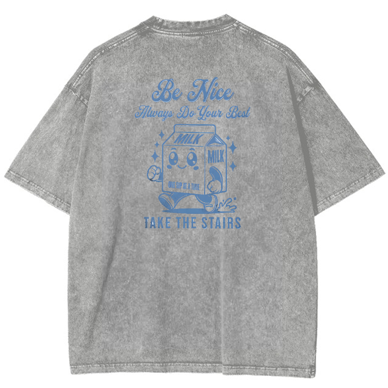 Be Nice Always Do Your Best Vintage Snowflake Washed T-Shirt-moweekender