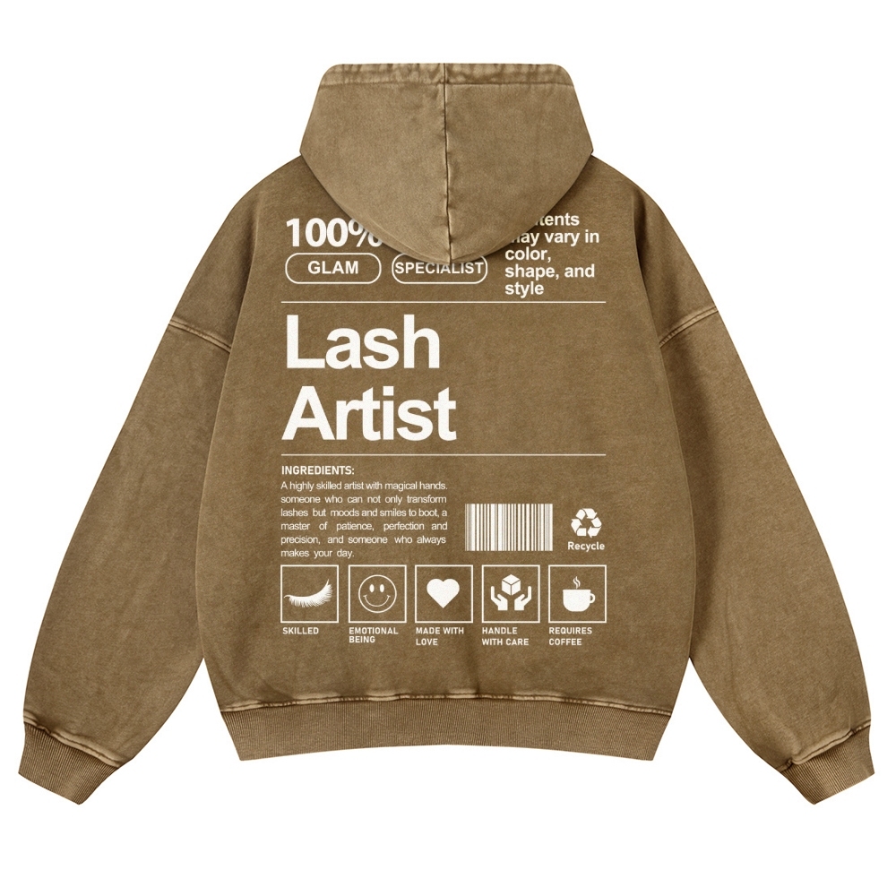 Lash Artist Casual Washed Hoodie-moweekender