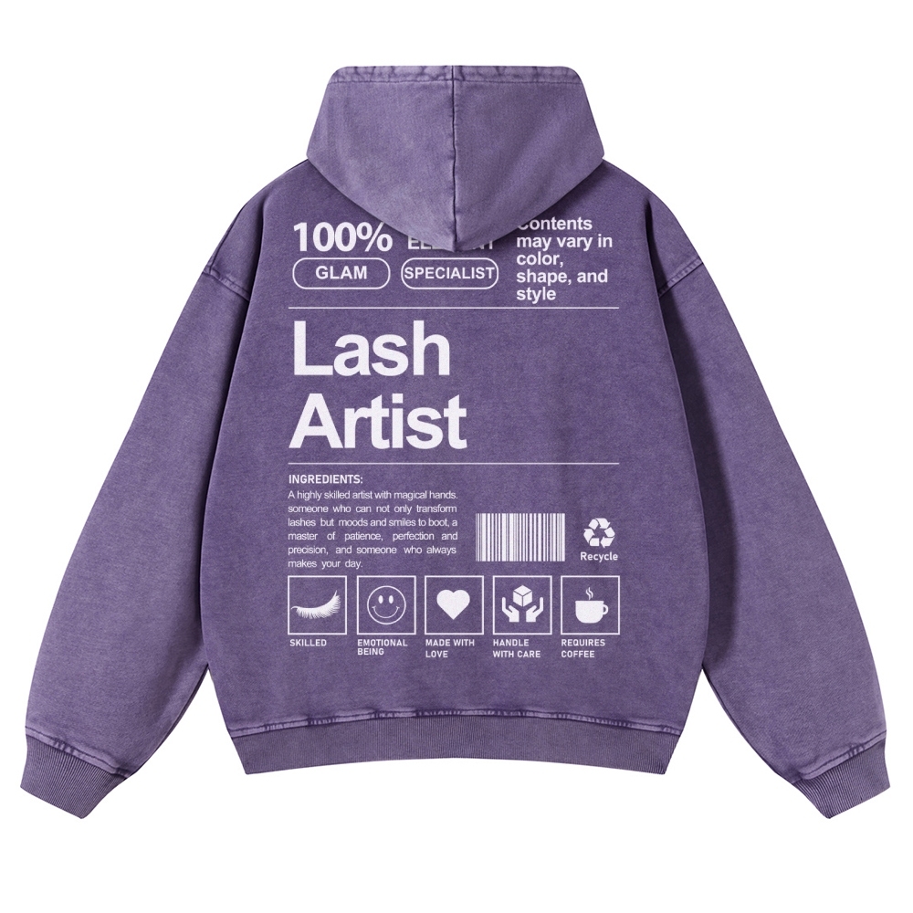 Lash Artist Casual Washed Hoodie-moweekender