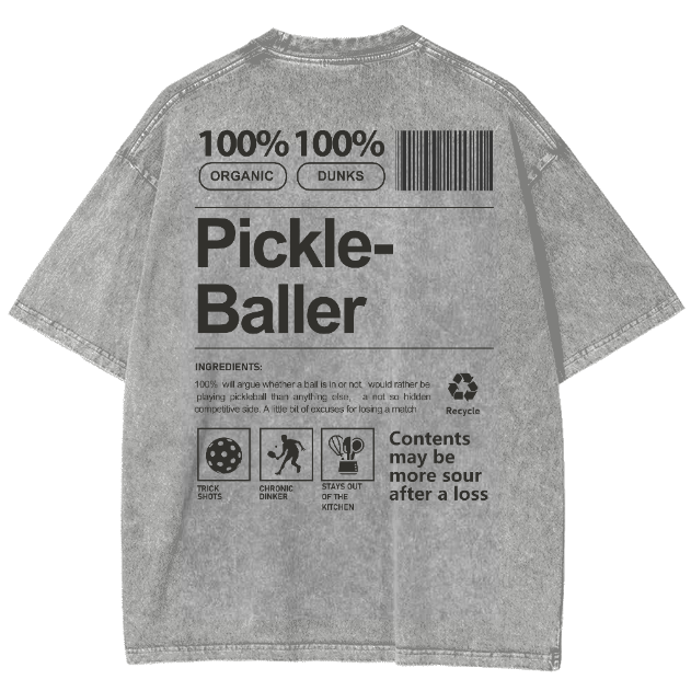 Pickle Baller Unisex Fit Washed Oversized T-Shirt-moweekender
