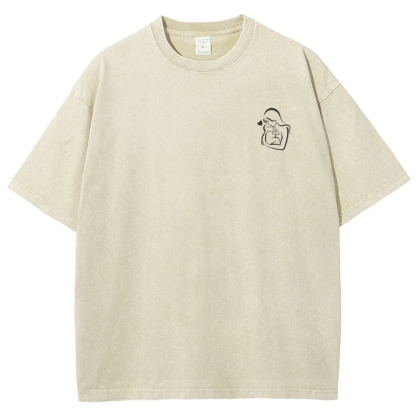 Mom Pattern Washed Vintage Short Sleeves T-Shirt-moweekender