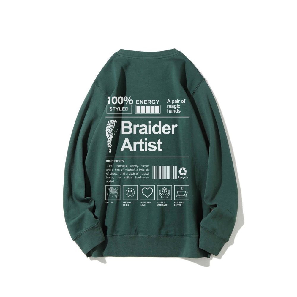 Braider Artist Casual Crewneck Sweatshirt-moweekender