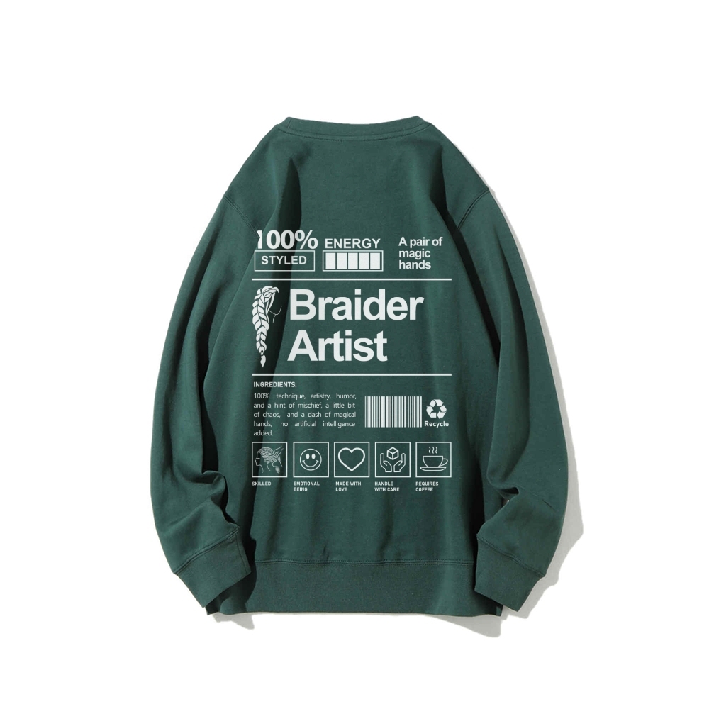 Braider Artist Casual Crewneck Sweatshirt-moweekender