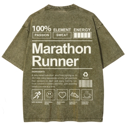 Marathon Runner Unisex Fit Washed T-Shirt