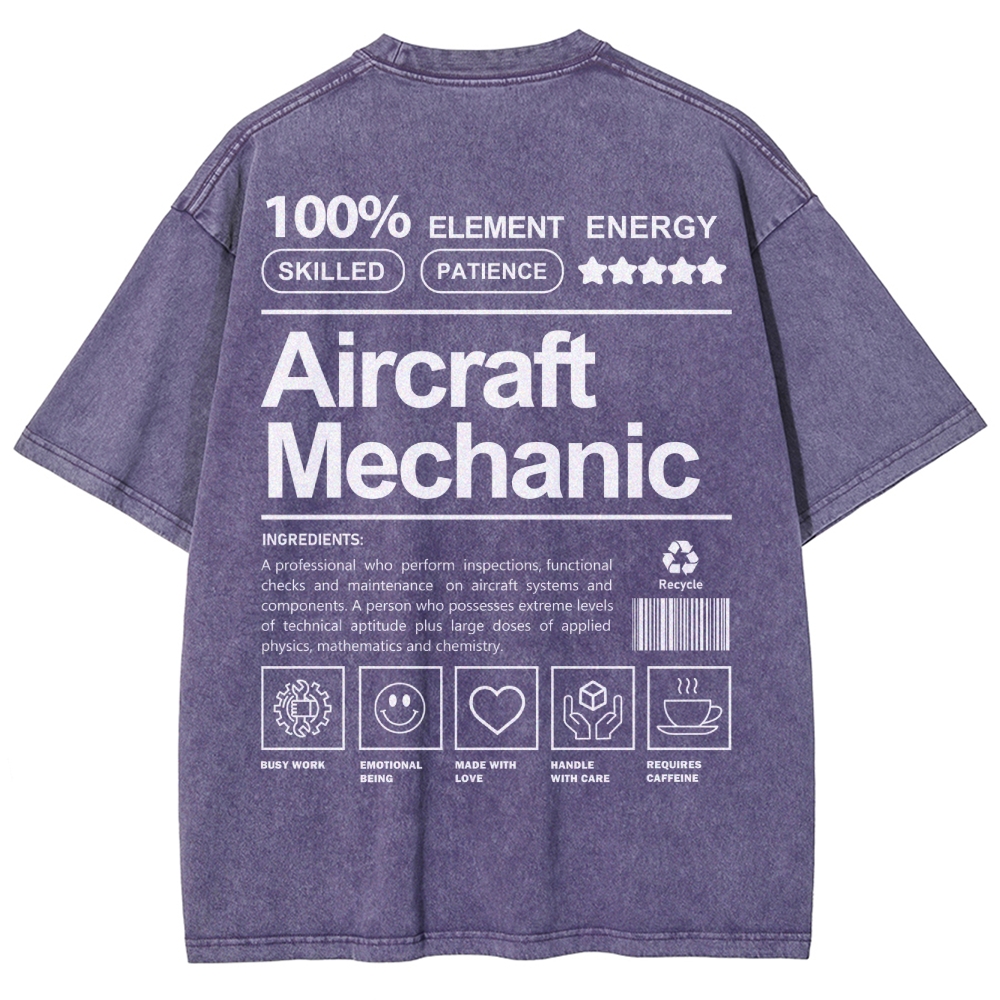 Aircraft Mechanic Unisex Fit Washed T-Shirt-moweekender