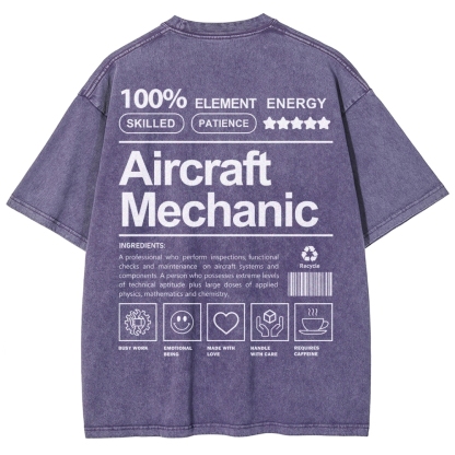 Aircraft Mechanic Unisex Fit Washed T-Shirt-moweekender
