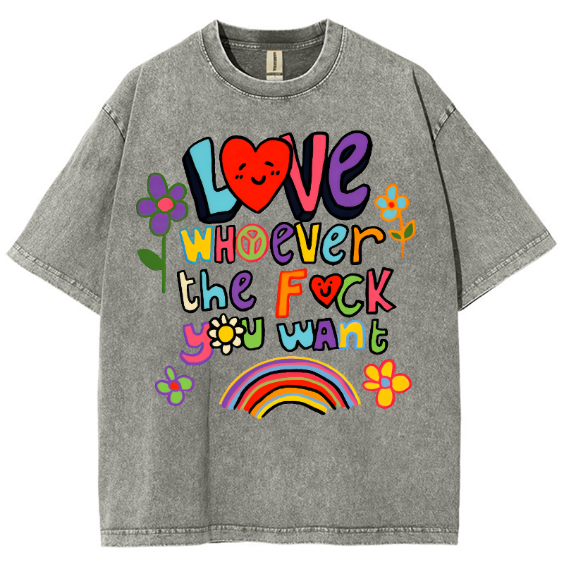 Love Whatever What Unisex Fit Washed Oversized T-Shirt-moweekender