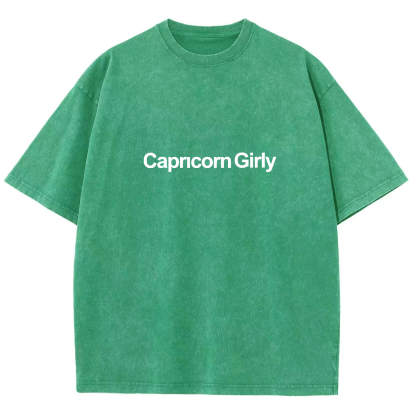 Capricorn Girly Unisex Fit Washed Oversized T-Shirt-moweekender
