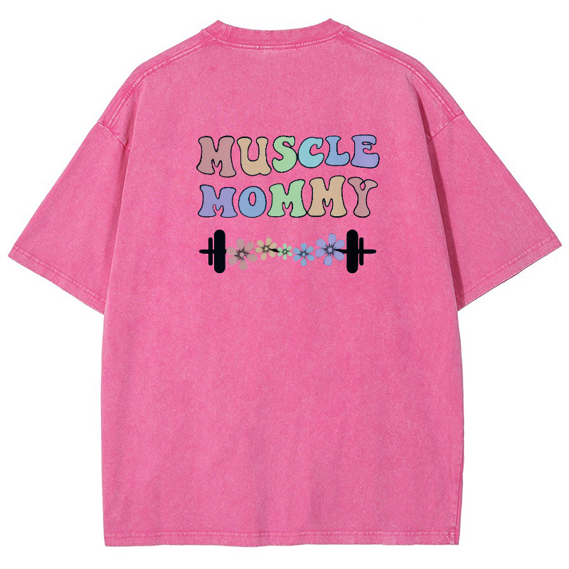 Muscle Mommy Vintage Snowflake Washed T-Shirt-moweekender