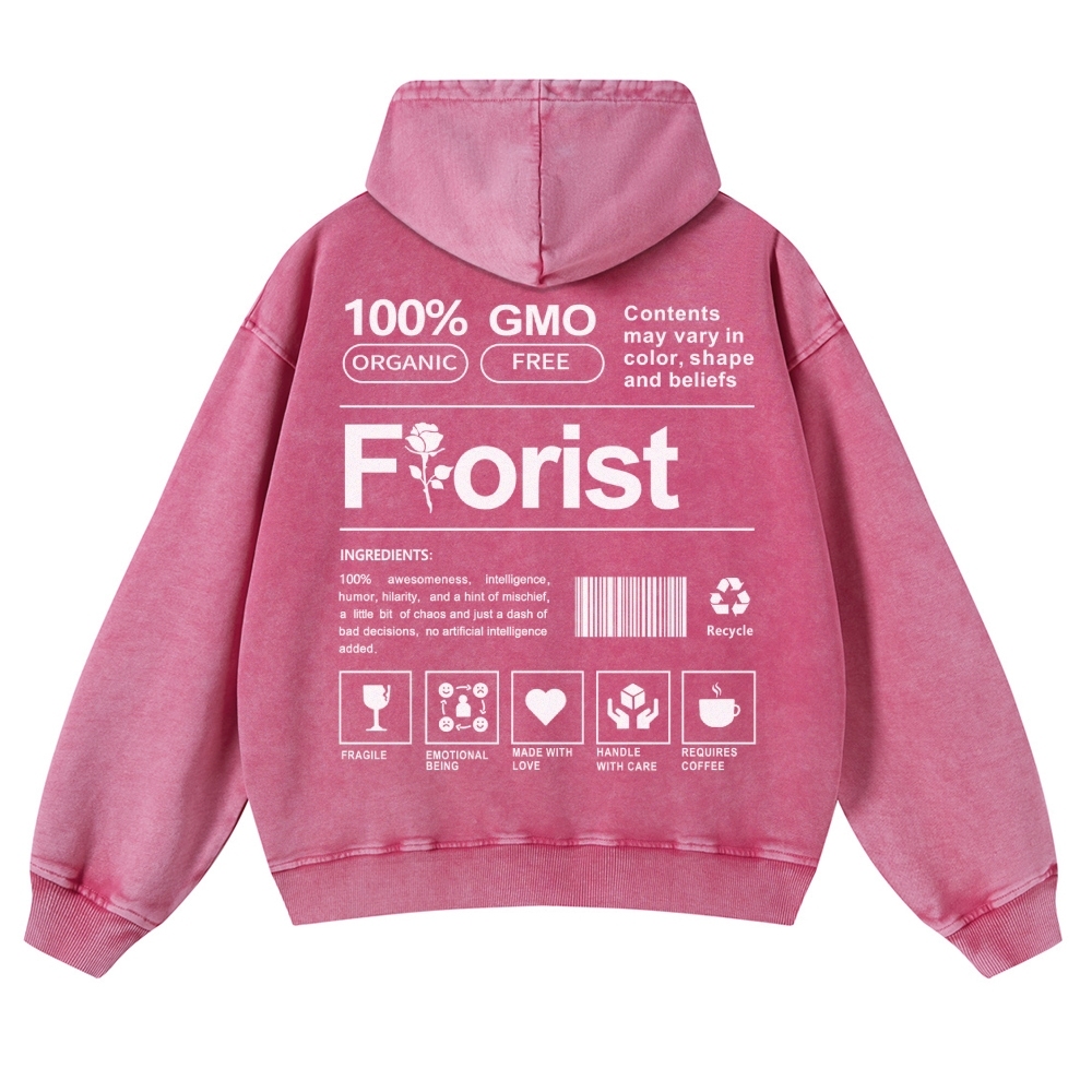 Florist Pattern Vintage Washed Hoodie-moweekender