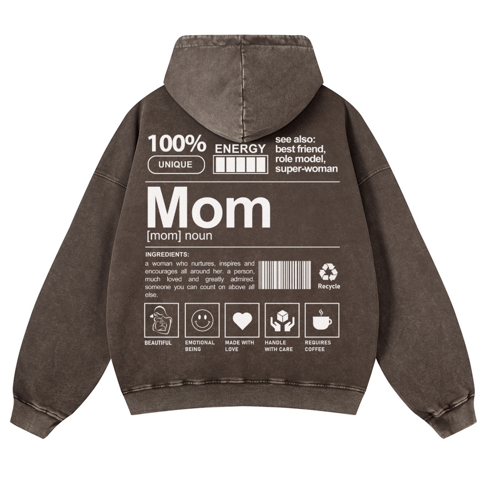 Mom Printed Vintage Washed Hoodie-moweekender