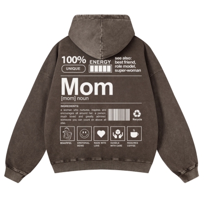 Mom Printed Vintage Washed Hoodie-moweekender
